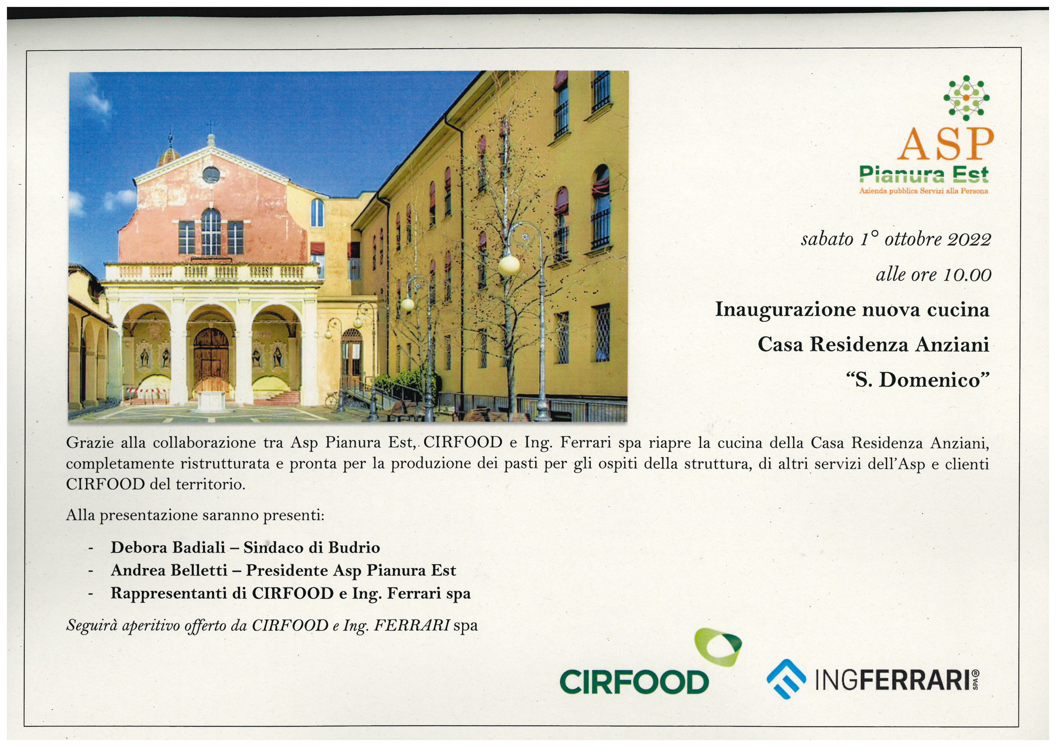 INAUGURAZIONE NUOVA CUCINA CASA RESIDENZA ANZIANI "S.DOMENICO"